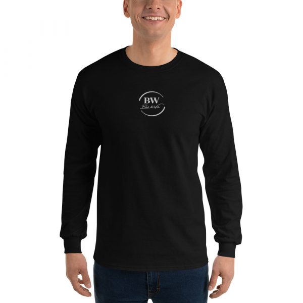 T-shirt à Manches Longues Noir "Black&White" Homme Logo Brodé Centre