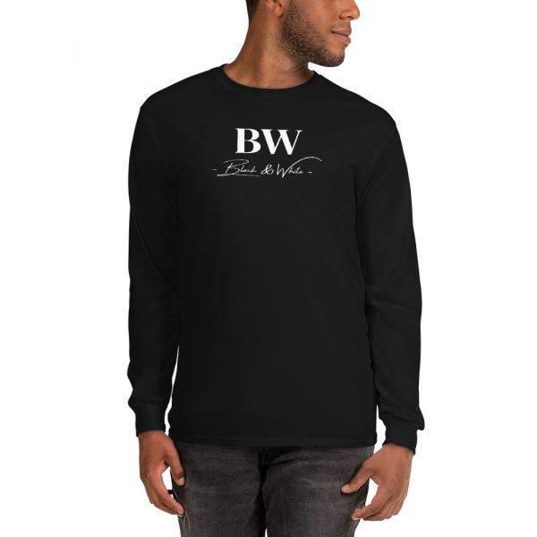 T-shirt à Manches Longues Noir "Black&White" Homme Logo Imprimé
