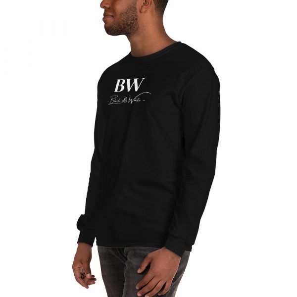T-shirt à Manches Longues Noir "Black&White" Homme Logo Imprimé – Image 4