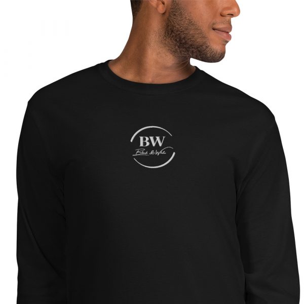 T-shirt à Manches Longues Noir "Black&White" Homme Logo Brodé Centre – Image 2