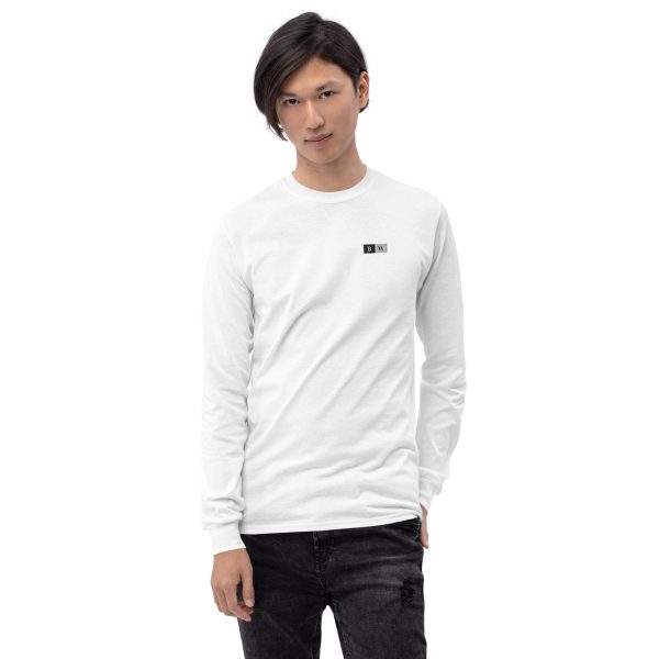 T-shirt à Manches Longues Blanc "Black&White" Homme Écusson Brodé Poitrine – Image 3