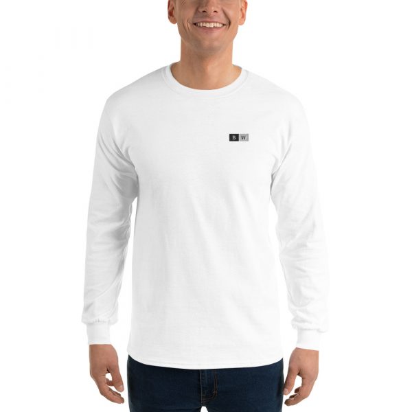 T-shirt à Manches Longues Blanc "Black&White" Homme Écusson Brodé Poitrine – Image 4