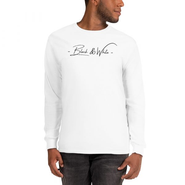 T-shirt à Manches Longues Blanc "Black&White" Homme Imprimé – Image 3