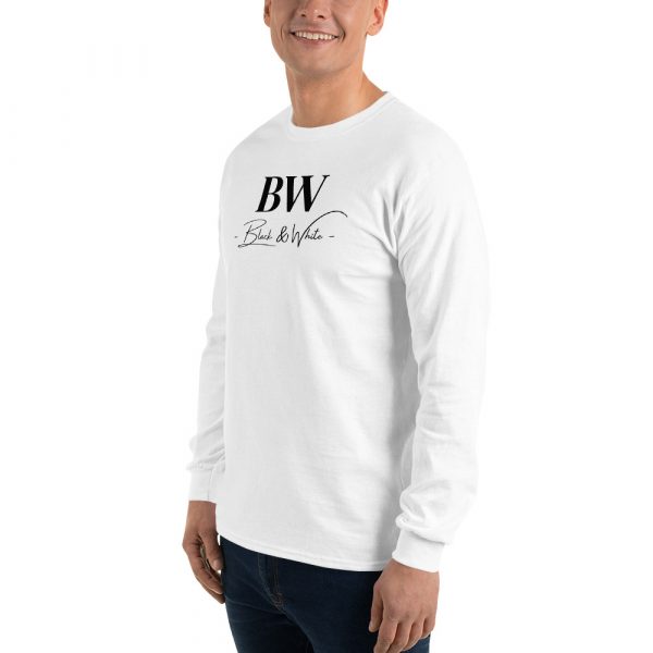 T-shirt à Manches Longues Blanc "Black&White" Homme Logo Imprimé – Image 4