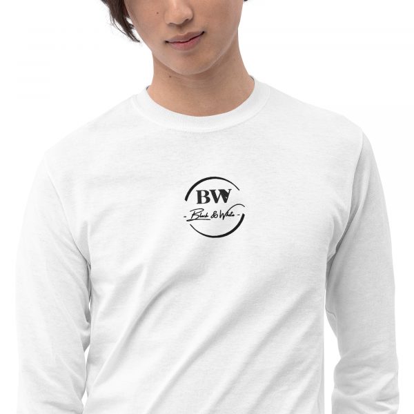 T-shirt à Manches Longues Blanc "Black&White" Homme Logo Brodé Centre – Image 3