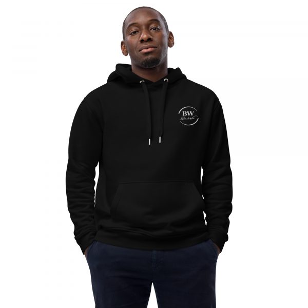 Sweat à Capuche Premium Écologique Homme "Black&White" Noir Logo Brodé – Image 3
