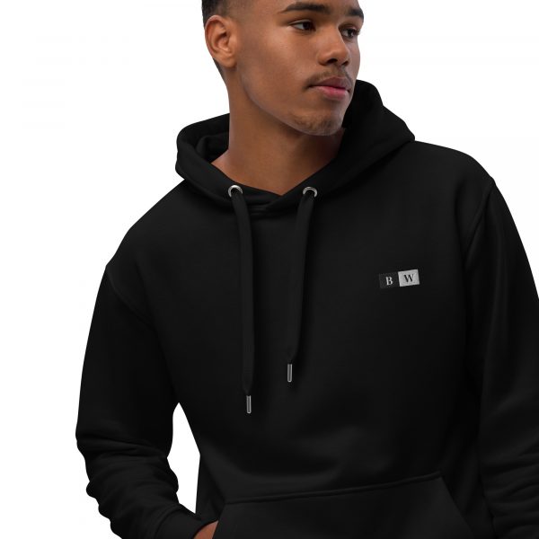 Sweat à Capuche Premium Écologique Homme "Black&White" Noir Écusson Brodé – Image 2