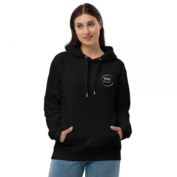 Sweat à Capuche Premium Écologique Femme "Black&White" Noir Logo Brodé