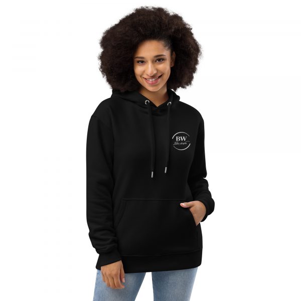 Sweat à Capuche Premium Écologique Femme "Black&White" Noir Logo Brodé – Image 2
