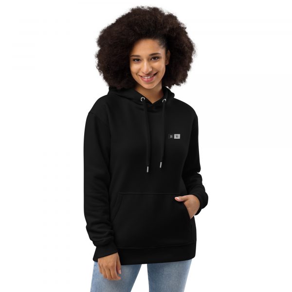 Sweat à Capuche Premium Écologique Femme "Black&White" Noir Écusson Brodé – Image 2