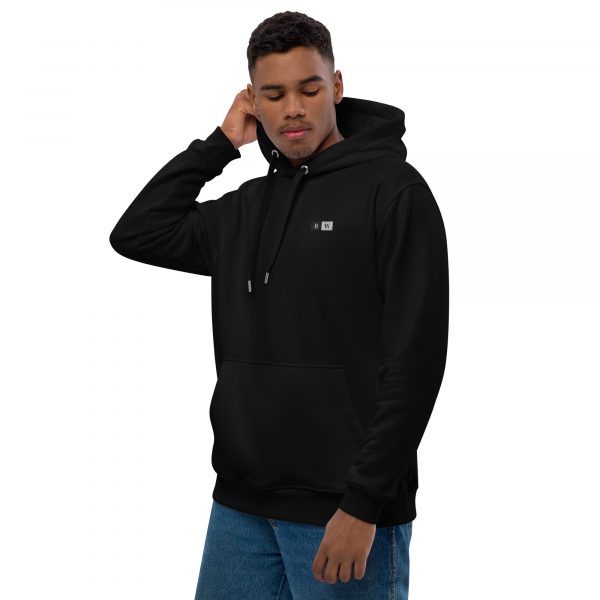 Sweat à Capuche Premium Écologique Homme "Black&White" Noir Écusson Brodé – Image 7
