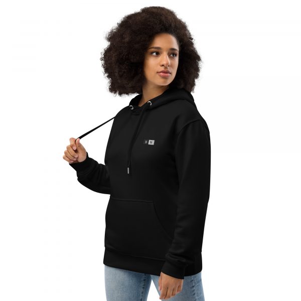 Sweat à Capuche Premium Écologique Femme "Black&White" Noir Écusson Brodé – Image 3