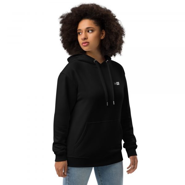 Sweat à Capuche Premium Écologique Femme "Black&White" Noir Écusson Brodé – Image 4