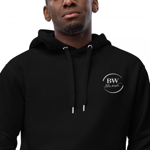Sweat à Capuche Premium Écologique Homme "Black&White" Noir Logo Brodé – Image 4