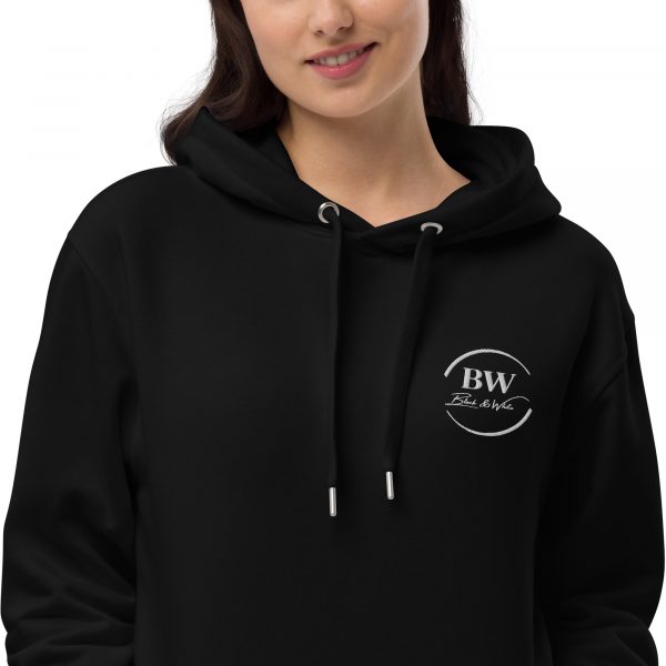 Sweat à Capuche Premium Écologique Femme "Black&White" Noir Logo Brodé – Image 4