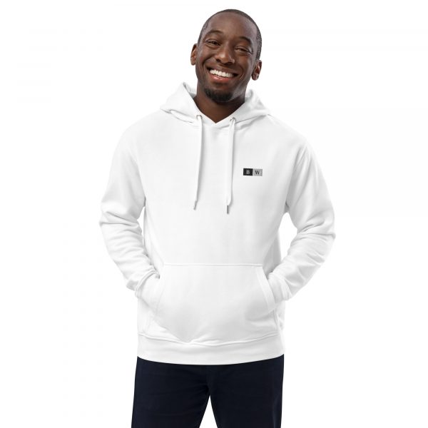 Sweat à Capuche Premium Écologique Homme "Black&White" Blanc Écusson Brodé – Image 2