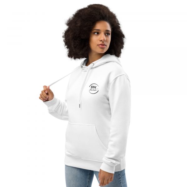 Sweat à Capuche Premium Écologique Femme "Black&White" Blanc Logo Brodé – Image 3