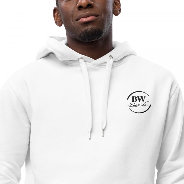 Sweat à Capuche Premium Écologique Homme "Black&White" Blanc Logo Brodé – Image 4