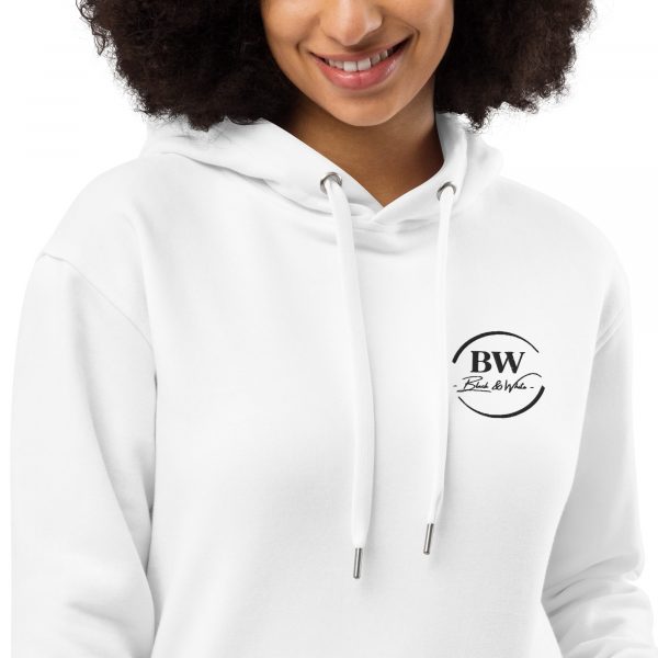 Sweat à Capuche Premium Écologique Femme "Black&White" Blanc Logo Brodé – Image 2