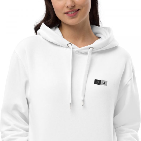 Sweat à Capuche Premium Écologique Femme "Black&White" Blanc Écusson Brodé – Image 2