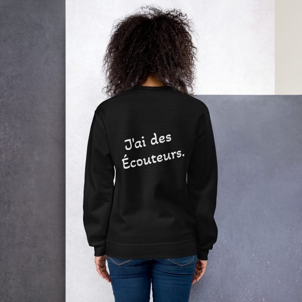 Sweatshirt Sport "Black&White" Noir Femme "Jai des écouteurs." – Image 2