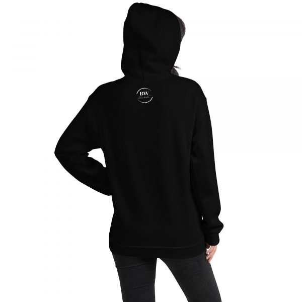 Sweat à Capuche Noir Doux Femme Black&White Logo Centre Imprimé – Image 4