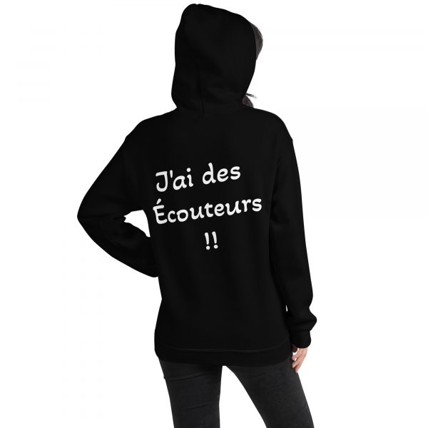 Sweat à Capuche Sport "Black&White" Noir Femme "J'ai des écouteurs !" – Image 2
