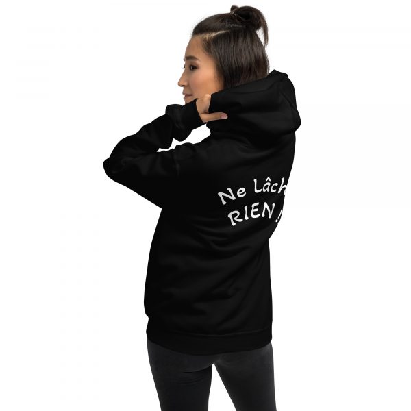 Sweat à Capuche Sport "Black&White" Noir Femme "Ne lâche rien" – Image 2