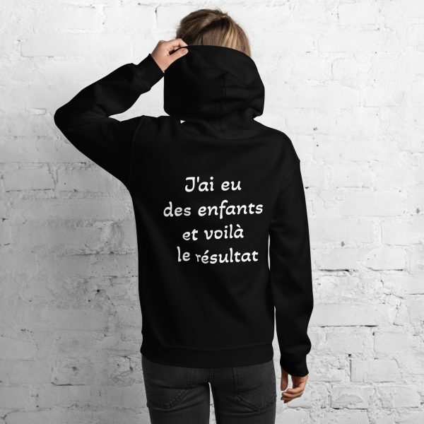 Sweat à Capuche Sport "Black&White" Noir Femme "J'ai eu des..."