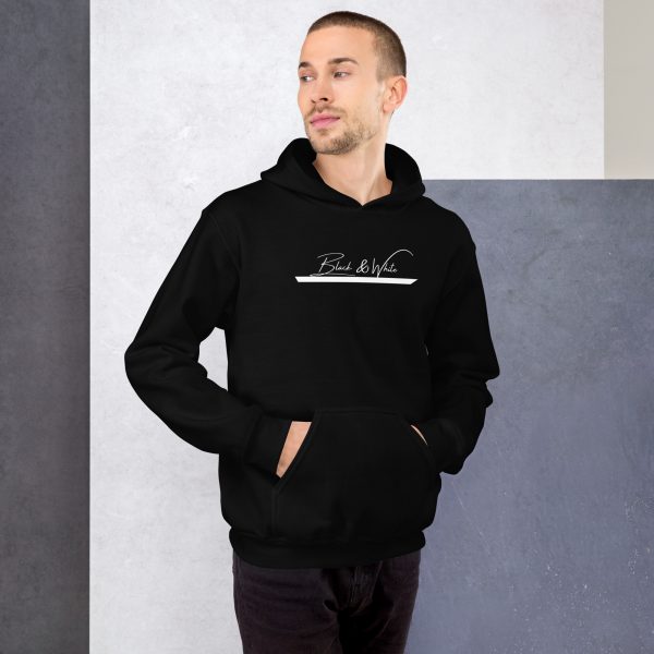 Sweat à Capuche Noir Doux Homme Black&White Imprimé Centre