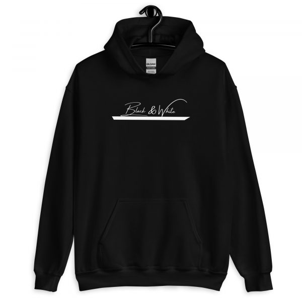 Sweat à Capuche Noir Doux Homme Black&White Imprimé Centre – Image 2