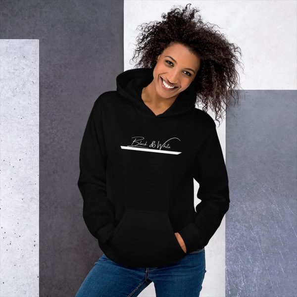 Sweat à Capuche Noir Doux Femme Black&White Imprimé Centre