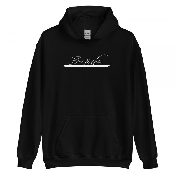 Sweat à Capuche Noir Doux Femme Black&White Imprimé Centre – Image 3