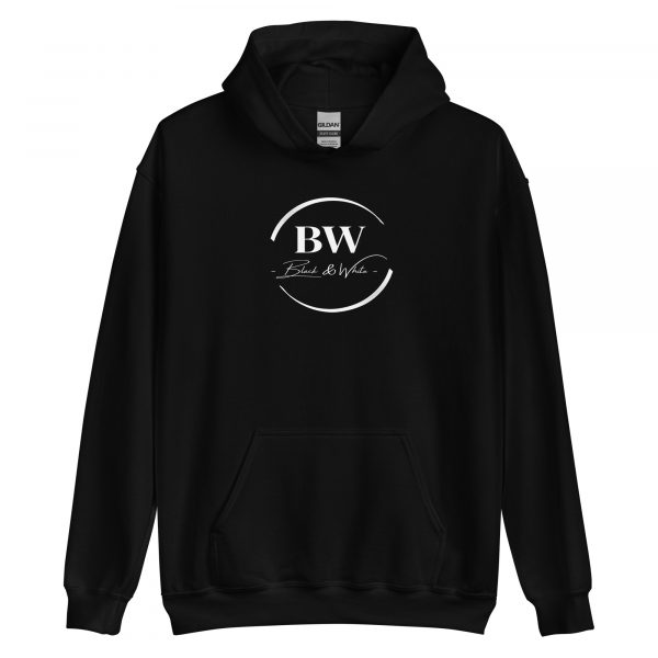 Sweat à Capuche Noir Doux Homme Black&White Logo Centre Imprimé – Image 2