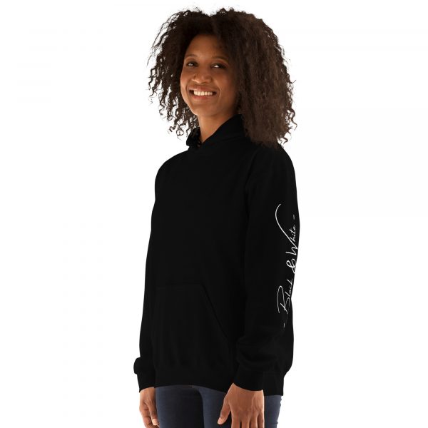 Sweat à Capuche Noir Doux Femme Black&White Imprimé Manche