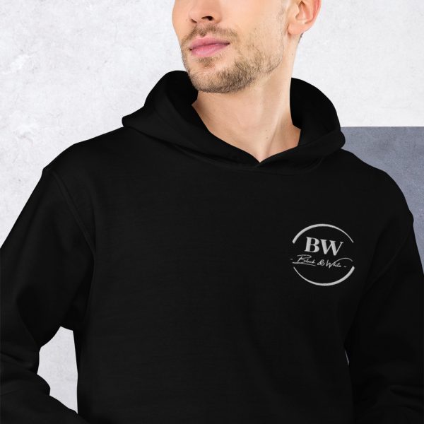 Sweat à Capuche Noir Doux Homme Black&White Logo Brodé – Image 2