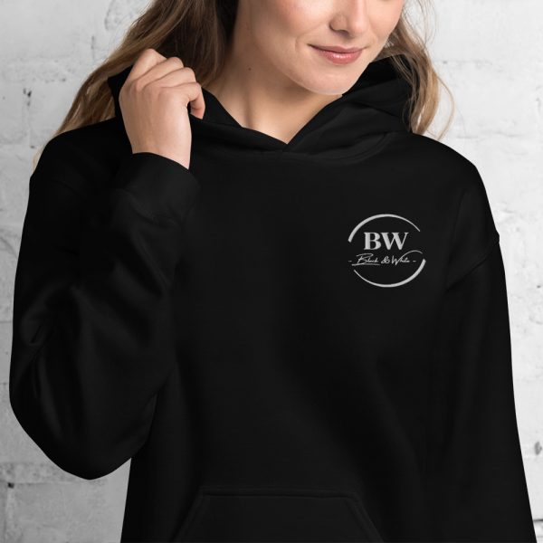Sweat à Capuche Noir Doux Femme Black&White Logo Brodé – Image 2