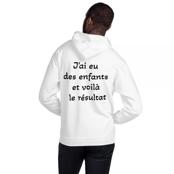 Sweat à Capuche Sport "Black&White" Blanc Homme "J'ai eu des..." – Image 4
