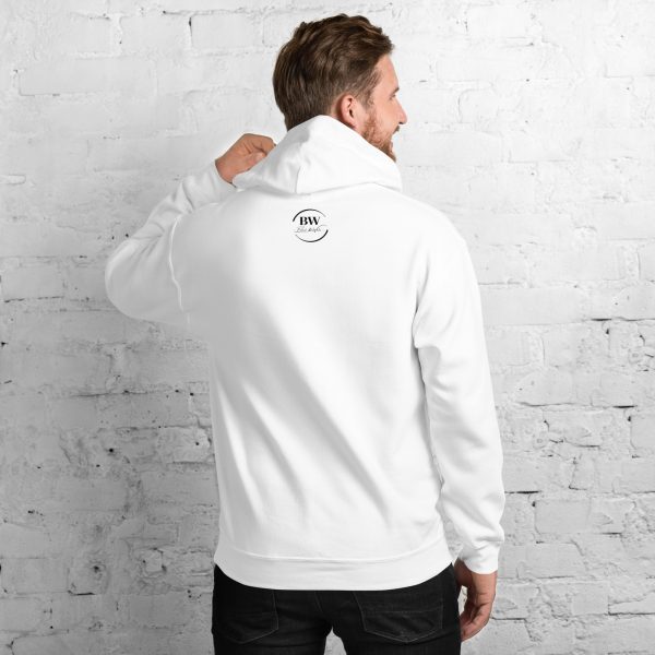 Sweat à Capuche Blanc Doux Homme Black&White Logo Brodé – Image 3