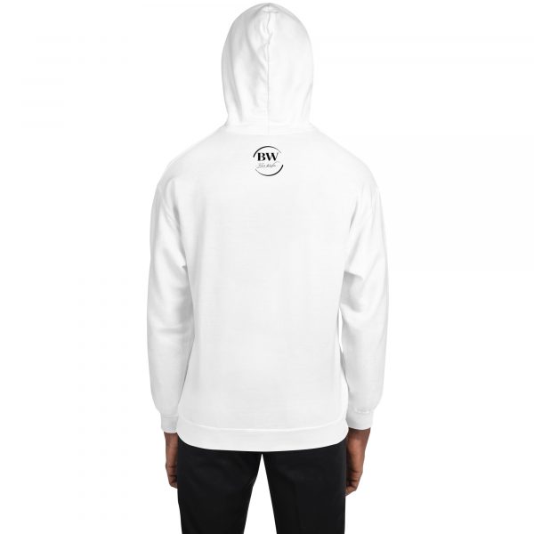 Sweat à Capuche Blanc Doux Homme Black&White Logo Centre Imprimé – Image 3