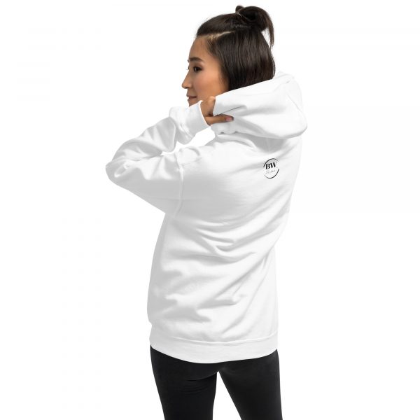 Sweat à Capuche Blanc Doux Femme Black&White Logo Centre Imprimé – Image 4