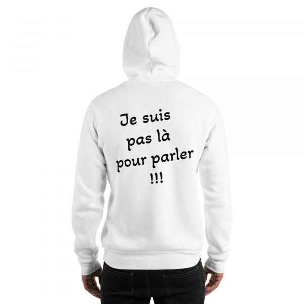Sweat à Capuche Sport "Black&White" Blanc Homme "Je suis pas..." – Image 2