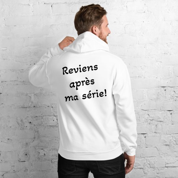 Sweat à Capuche Sport "Black&White" Blanc Homme "Reviens après..." – Image 2