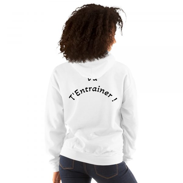 Sweat à Capuche Sport "Black&White" Blanc Femme "Va t'entrainer !" – Image 2