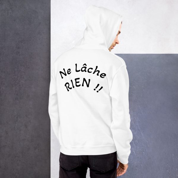 Sweat à Capuche Sport "Black&White" Blanc Homme "Ne lâche rien"