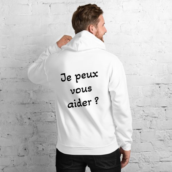 Sweat à Capuche Sport "Black&White" Blanc Homme "Je peux vous..."
