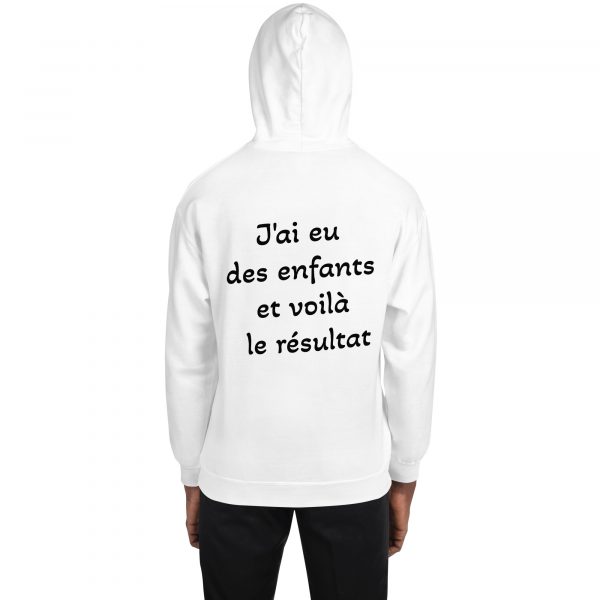 Sweat à Capuche Sport "Black&White" Blanc Homme "J'ai eu des..." – Image 3