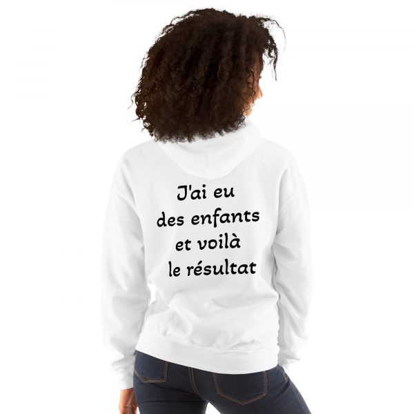 Sweat à Capuche Sport "Black&White" Blanc Femme "J'ai eu des..."