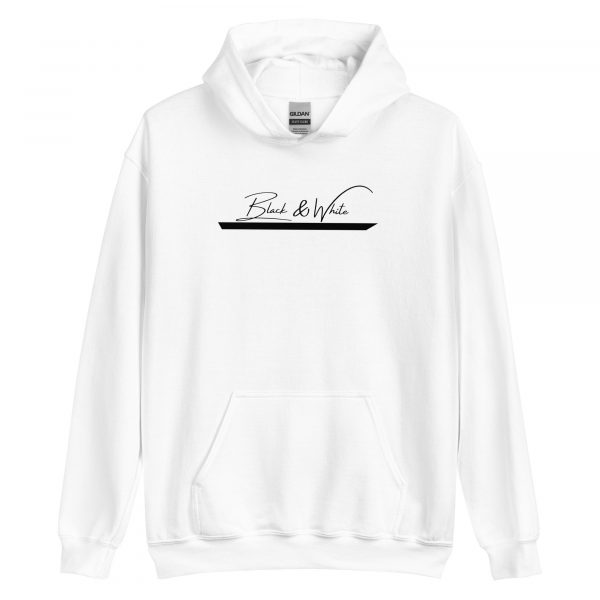 Sweat à Capuche Blanc Doux Femme Black&White Imprimé Centre – Image 3