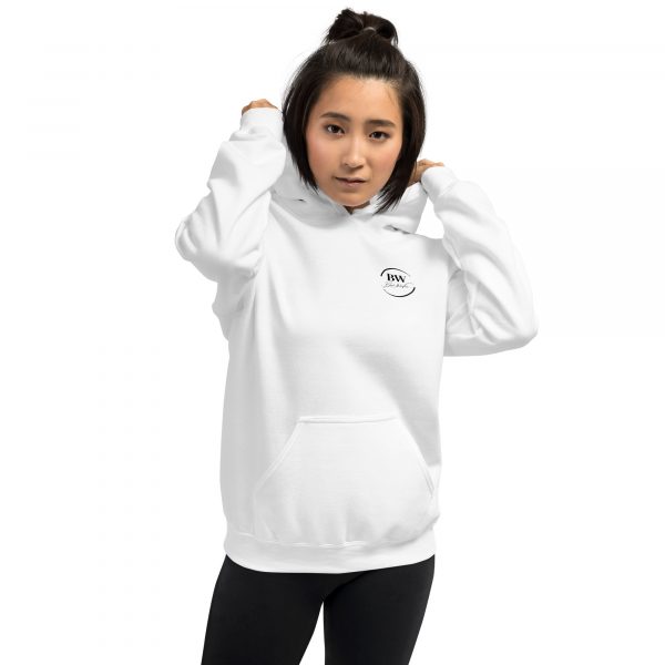 Sweat à Capuche Sport "Black&White" Blanc Femme "J'ai des écouteurs !"